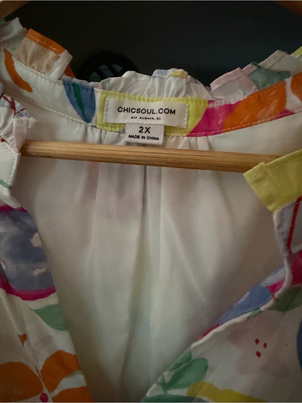 Chic Soul White Floral & Fruit Midi Dress in Pink, Orange, Yellow, Green - Picture 2 of 2